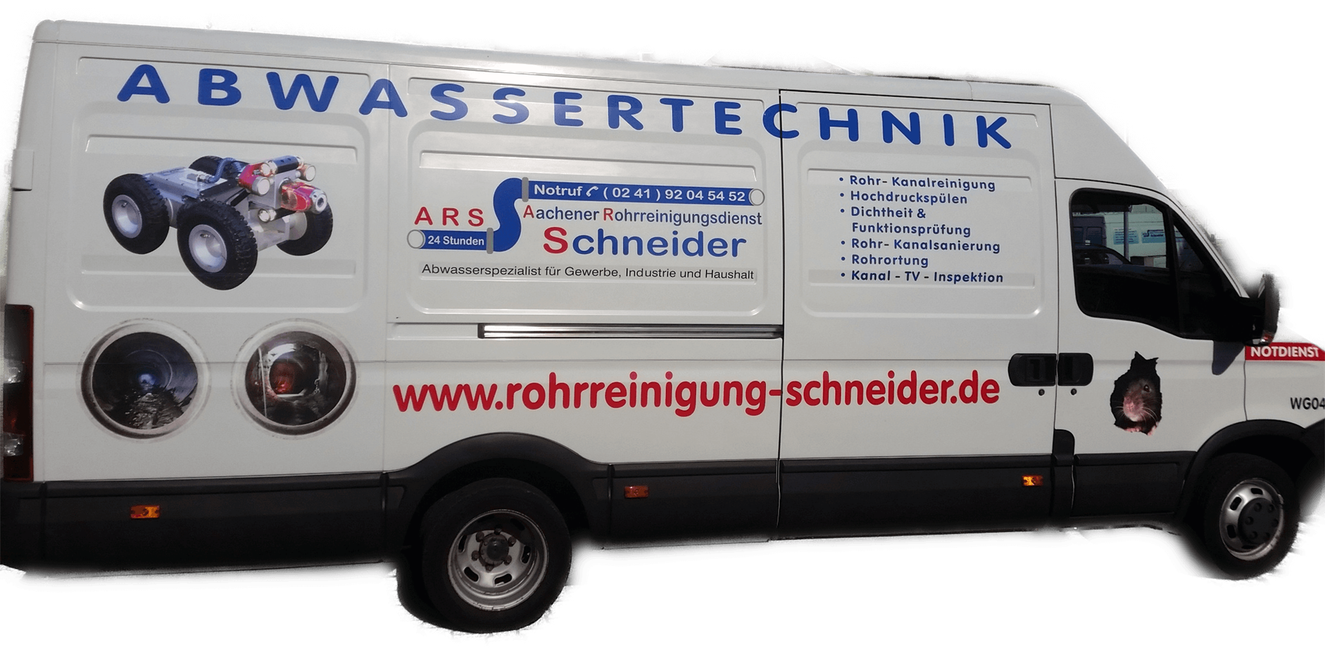 Firmenfahrzeug Abwassertechnik Schneider